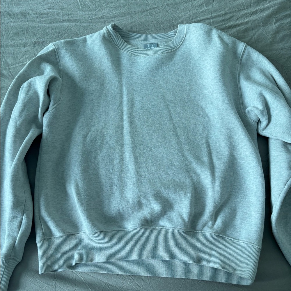 TNA Gray Crewneck Sweater Soft Cotton Blend